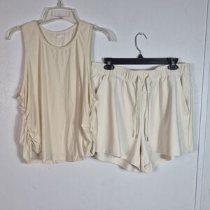 Old Navy Cream Tank Top and Shorts Set Large XL